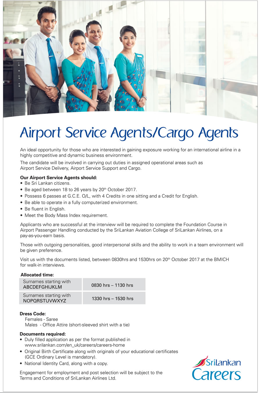 Airport Service Agent, Cargo Agent - SriLankan Airlines